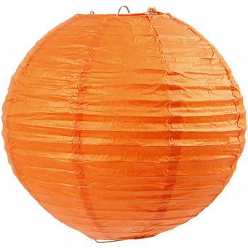 Papieren lamp lampion oranje rijstpapier 20cm per stuk - 1