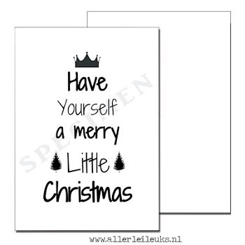 Kerst kaart quote merry little christmas A6 - 1