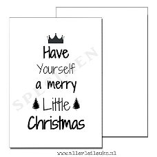 Kerst kaart quote merry little christmas A6