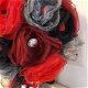 Handgemaakt (bruids)boeket van organza rood/zwart - 3 - Thumbnail