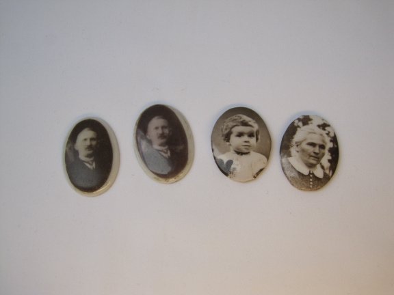 Lotje antiek keramiek porselein en metalen foto portret cabochons 2.6x1.9 cm - Afbeelding 4