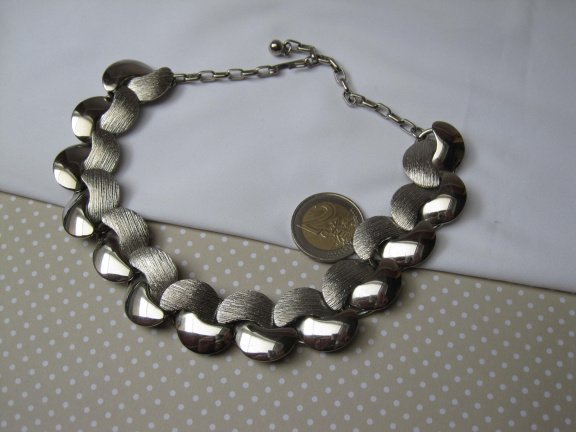 Ketting zilverkleurig metaal glad en brushed schakels 32-39 cm. - Afbeelding 5