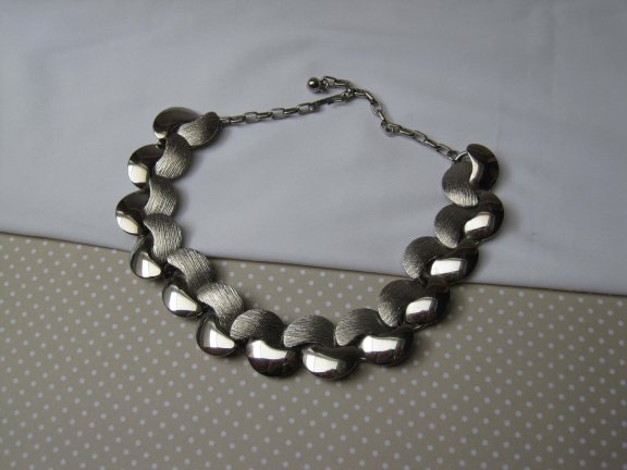 Ketting zilverkleurig metaal glad en brushed schakels 32-39 cm. - Afbeelding 2
