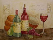 schilderij van stilleven met wijn
