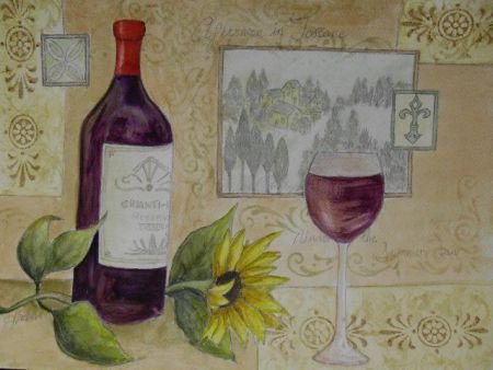 schilderij van stilleven met wijn - 3