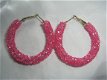 1001 oorbellen goud roze kristal oorringen creolen swarovski style - 1 - Thumbnail