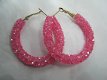 1001 oorbellen goud roze kristal oorringen creolen swarovski style - 2 - Thumbnail