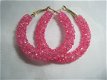 1001 oorbellen goud roze kristal oorringen creolen swarovski style - 3 - Thumbnail