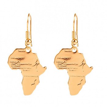 1001 oorbellen goud afrikaans afrika landkaart african earrings etnisch gold - 1