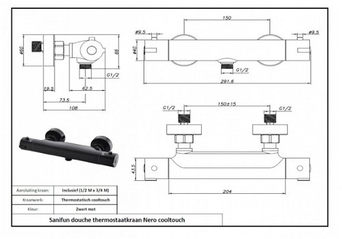 Sanifun douche thermostaatkraan Nero cooltouch - 1