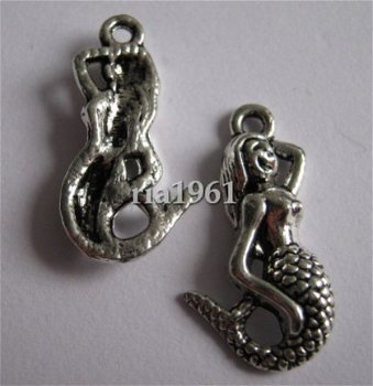 bedeltje/charm sprookjes : zeemeermin 2 - 23 x 12 mm - 1