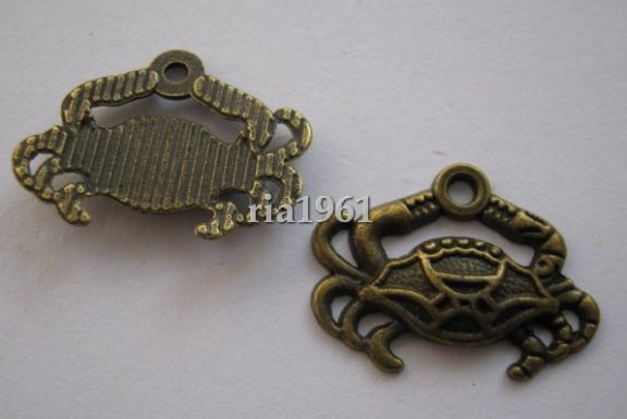 bedeltje/charm op=op : krab 3 brons - 20x14 mm (nog 2 stuks) - nr. 1