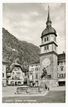 M091 Altdorf Dorfplatz mit Telldenkmal / Zwitserland