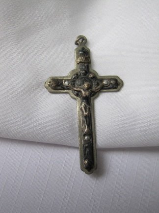 Antiek verzilverd crucifix kruisje 4.9x2.7 cm - nr. 1
