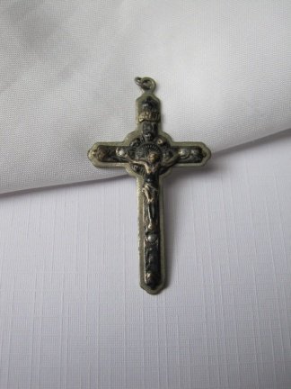 Antiek verzilverd crucifix kruisje 4.9x2.7 cm - Afbeelding 5