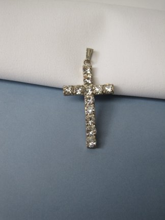 Kettinghanger kruis crucifix zilverkleurig met kristal rijnsteentjes 3.8x2.1 cm. - Afbeelding 6