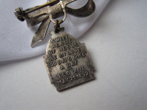 Zilveren antieke religie strik broche 2.9x2.2 cm - Afbeelding 2
