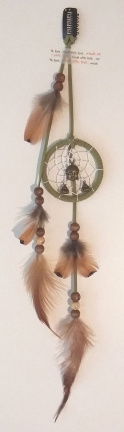 HAARSIERAAD Dromenvanger "HAIRCATCHER" met Boeddha: Ring=6cm, Lengte=45cm