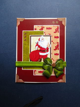 117 KERST 3d plaatje op achtergrond, kerstman / groene strik - nr. 1