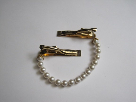 Rever kleding clips goudkleurig met een kralenkettinkje, - Afbeelding 5