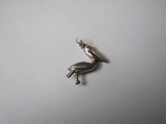 Zilveren antieke bedel pelikaan vogel 2.1x2.1 cm - nr. 1