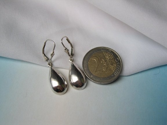 Zilveren oorbellen druppelmodel 3.4 cm - Afbeelding 2