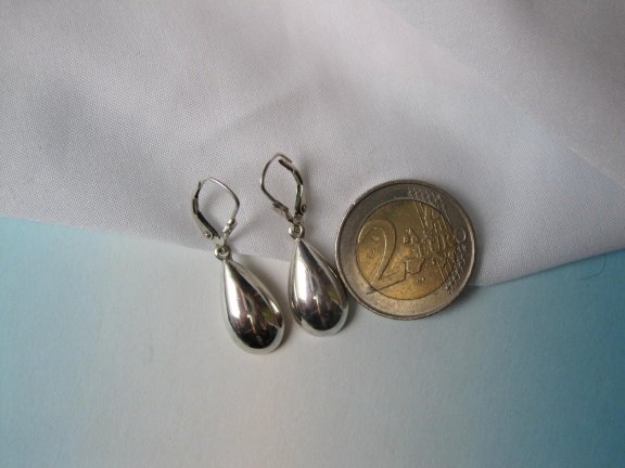 Zilveren oorbellen druppelmodel 3.4 cm - Afbeelding 3