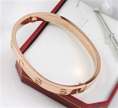 LOVE ARMBAND IN ROSE GOUD PLATED MET CUBIC ZIRCONIAS - 2