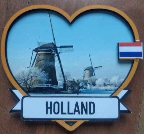 Amsterdam, Holland 3D hart magneet met molens - nieuw - nr. 1