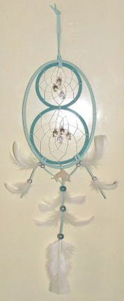 DOLFIJNEN Dromenvanger / Dreamcatcher in Ovaalvorm in kleur zeegroen
