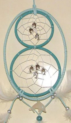 DOLFIJNEN Dromenvanger / Dreamcatcher in Ovaalvorm in kleur zeegroen - Afbeelding 2