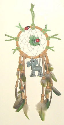 OLIFANT - LIEVEHEERSBEESTJE Dromenvanger / Dreamcatcher: Ring=8cm