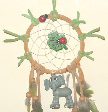 OLIFANT - LIEVEHEERSBEESTJE Dromenvanger / Dreamcatcher: Ring=8cm - Afbeelding 2
