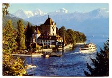 N029 Schloss Oberhofen am Thunersee eiger Monch und Jungfrau Zwitserland