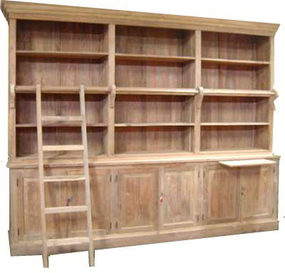 Boekenkast Weert teak 310 x 50 x 250cm incl. trap - nr. 1