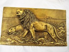 Vienna, Wiener Bronze prachtige wandplak met leeuwen