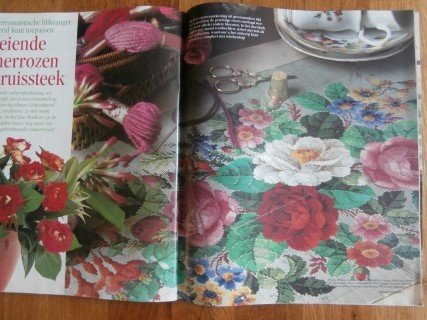 Margriet Borduren Nr 3-1993. Met o.a.merklap berenalfabet en antieke rozen borduren - Afbeelding 6