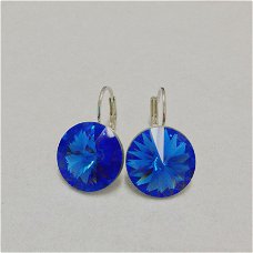 1001 oorbellen bella oorringen zilver met blauw swarovski kristal rivoli sale