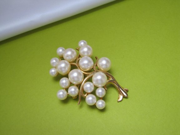 Broche goudkleurige levensboom met kralen 5.8x4.3 cm. - Afbeelding 3