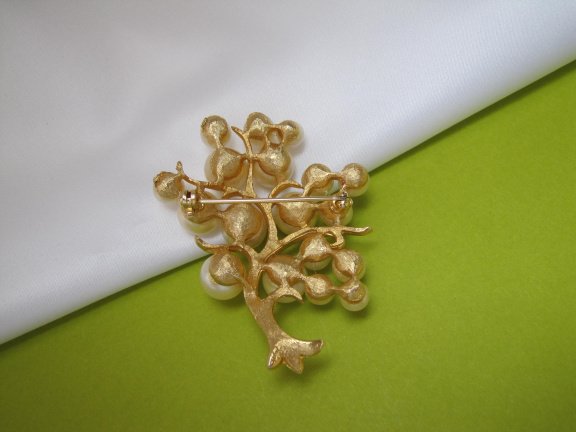 Broche goudkleurige levensboom met kralen 5.8x4.3 cm. - Afbeelding 4