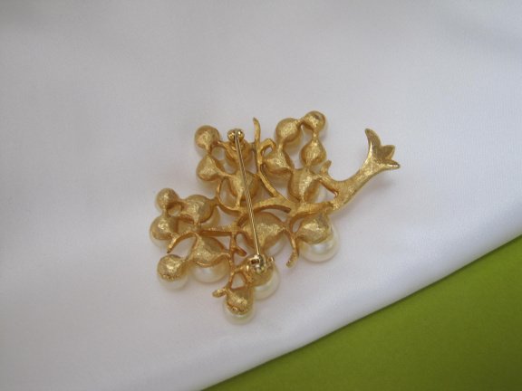 Broche goudkleurige levensboom met kralen 5.8x4.3 cm. - Afbeelding 5