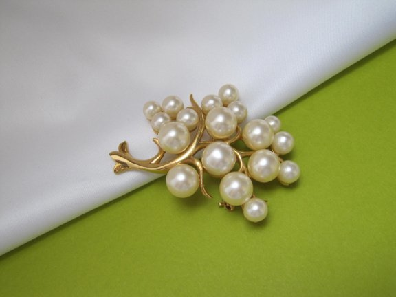 Broche goudkleurige levensboom met kralen 5.8x4.3 cm. - Afbeelding 7