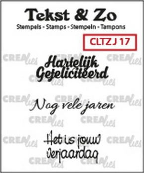 Crealies, Clear Stamp Tekst & Zo - Jarig 17 ; CLTZJ17 - 1