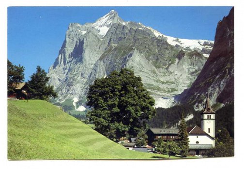 P052 Grindelwald Kirche Wetterhorn / Zwitserland - 1