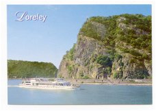 R018 Loreley Felsen am Rhein met boot  / Duitsland