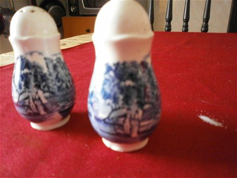 van Palissy England Royal Worcester Salt & Pepper Shakers Blue - 2