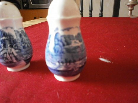 van Palissy England Royal Worcester Salt & Pepper Shakers Blue - 4