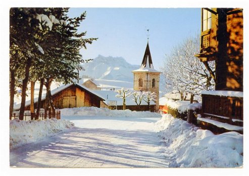 R108 Leysin L'Eglise du village et les Dents du midi / Zwitserland - 1