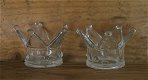 waxinelichthouders in de vorm van een kroontje (wit glas) - 2 - Thumbnail