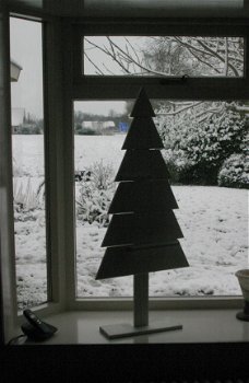 houten 'kerstboom' voor o.a. voor het raam/in de vensterbank - 4